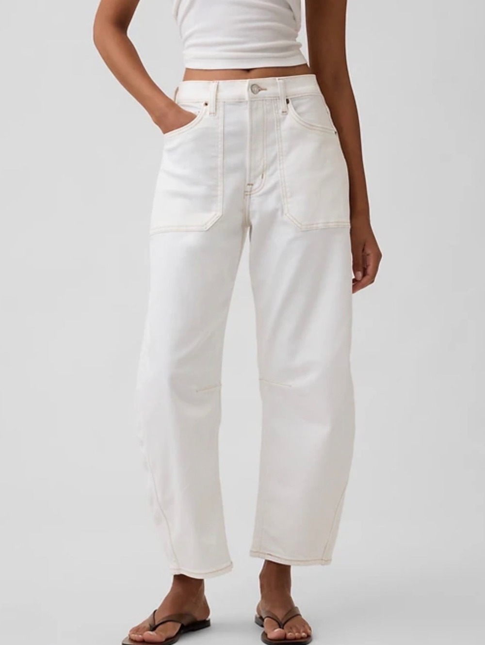 Gap White High-Rise Barrel Jeans Size 29/8
